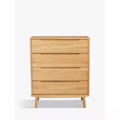 John Lewis Bow 4 Drawer Chest, Natural Natural Natural | H104 x W86.60 x D45cm