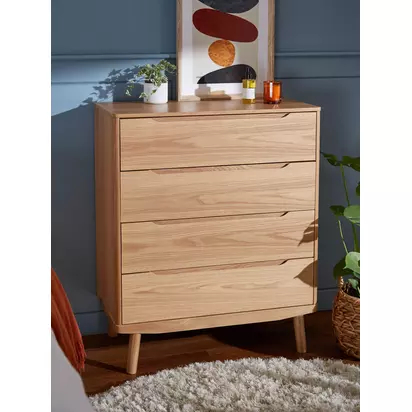 John Lewis Bow 4 Drawer Chest, Natural Natural Natural | H104 x W86.60 x D45cm