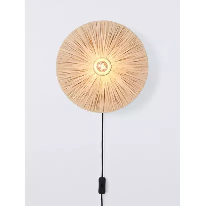 John Lewis Raffia Wall Light Natural | Dia.50 x H7cm