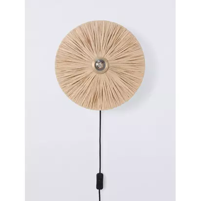 John Lewis Raffia Wall Light Natural | Dia.50 x H7cm