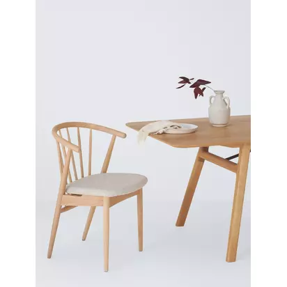 John Lewis Kinross II Dining Chair, Oak/Upholstered Seat Oak | H79.50 x W55.70 x D53.40cm