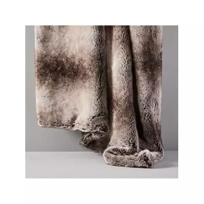 west elm Faux Fur Throw, Light Red Mocha | L152 x W119cm