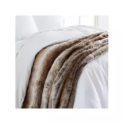 west elm Faux Fur Throw, Light Red Mocha | L152 x W119cm