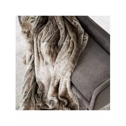 west elm Faux Fur Throw, Light Red Mocha | L152 x W119cm