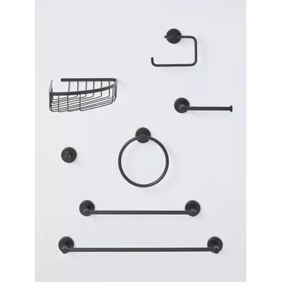 John Lewis Orbit Bar Toilet Roll Holder Black | H5 x W17 x D7cm