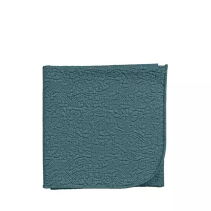 V&A Botanical Harmony Cotton Throw, Blue Teal Blue Teal | L220 x W170 x D1cm