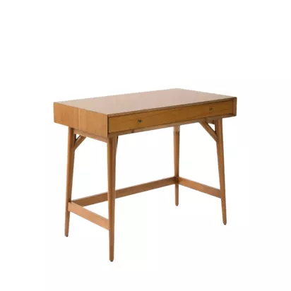 west elm Mid-Century Wood Mini Desk, Acorn Natural | H76 x W91 x D51cm
