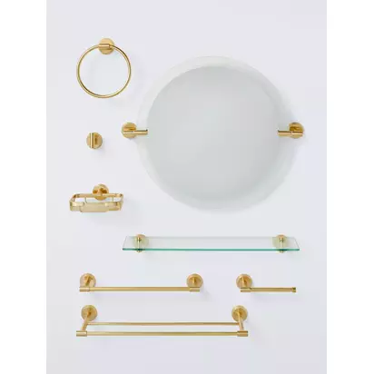 John Lewis Elegance Glass Bathroom Shelf Brushed Brass | H5 x W50 x D15cm