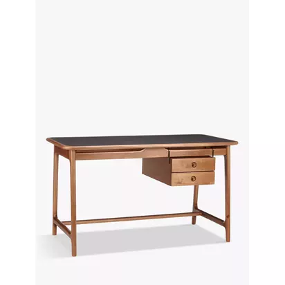 John Lewis New Soren Desk, FSC-Certified (Birch Wood) Dark Birch | H76 x W135 x D65cm