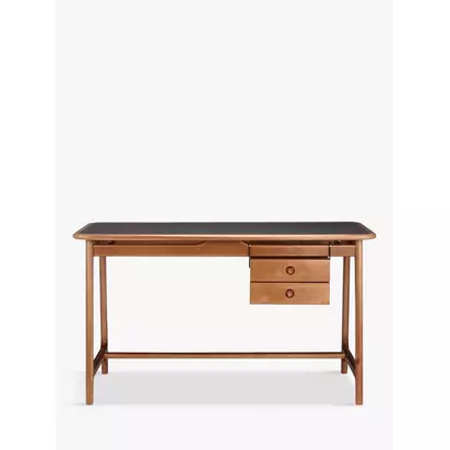 John Lewis New Soren Desk, FSC-Certified (Birch Wood) Dark Birch | H76 x W135 x D65cm
