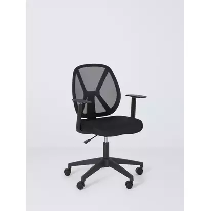John Lewis Leo Office Chair, Black Black | H96 x W58 x D55cm