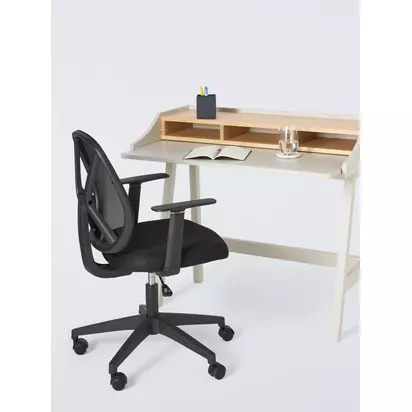 John Lewis Leo Office Chair, Black Black | H96 x W58 x D55cm