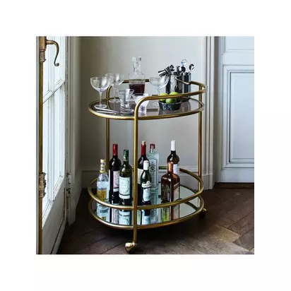 west elm Albee Bar Cart, Antique Brass Antique Brass | H80 x W53 x D69cm