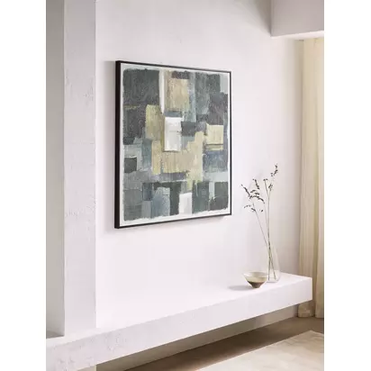 John Lewis 'Green Bricks' Textured Framed Canvas Print, 100 x 100cm, Green Green | H99.7 x W99.9 x D3.8cm