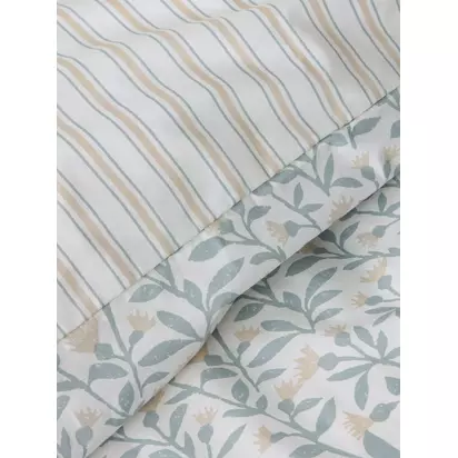 John Lewis Eloise Reversible Duvet Cover Set Blue/Multi | W220 x D225cm