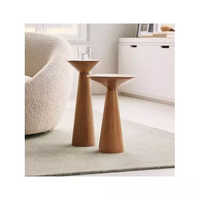 west elm Meyer Mango Wood Side Coffee Table, 46cm, Cool Walnut Brown | H46 x W29 x D29cm