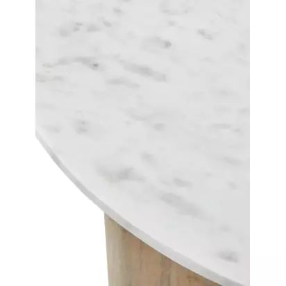 west elm Maddox Mango Wood & Marble Coffee Table, Natural/White Natural | H41 x W91 x D91cm