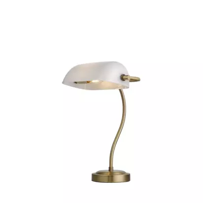 John Lewis Bankers Table Lamp, White/Brass White & Brass | H38 x W20 x D26.50cm