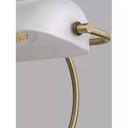 John Lewis Bankers Table Lamp, White/Brass White & Brass | H38 x W20 x D26.50cm