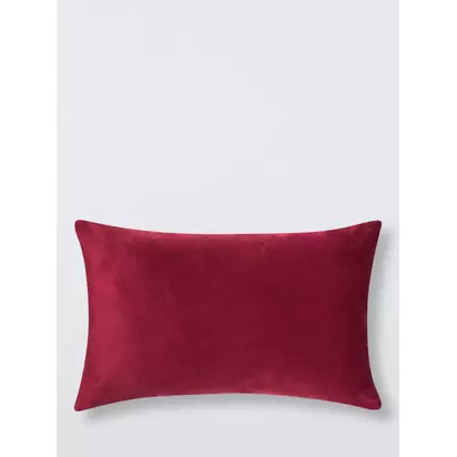 John Lewis Rectangular Velvet Cushion Red | H35 x W55 x D6cm