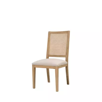 Cotswold Company Elkstone Mellow Oak Rattan Back Chair, Set of 2, Stone Mellow Oak | H99 x W48 x D57cm