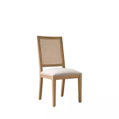 Cotswold Company Elkstone Mellow Oak Rattan Back Chair, Set of 2, Stone Mellow Oak | H99 x W48 x D57cm