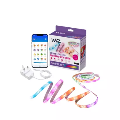 WiZ Smart LED Strip RGB Gradient Colour, 10m Multi | H0.21 x W1 x D1000cm