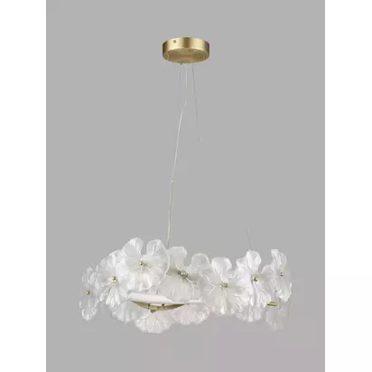 John Lewis Lily Pad Glass Chandelier, Matt Gold Matt Gold | H19.50 x W56 x D56cm