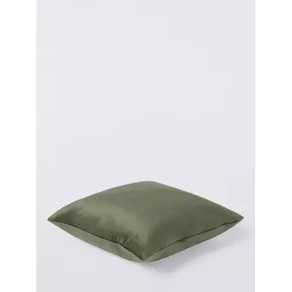 John Lewis Square Velvet Cushion Green Khaki | H45 x W45 x D6cm