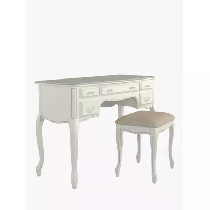 Laura Ashley Provencale 5 Drawer Dressing Table & Stool Set, Ivory Ivory | H77 x W110 x D47cm