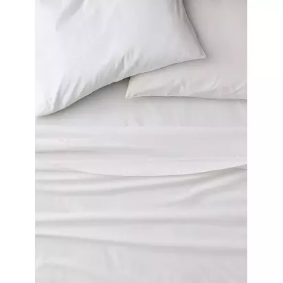 west elm Organic Cotton Fitted Sheet, White White | King