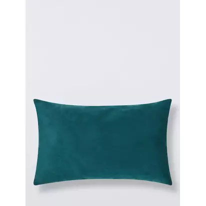 John Lewis Rectangular Velvet Cushion Petrol | H35 x W55 x D6cm