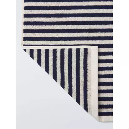 John Lewis Fine Stripe Towels Dark Indigo | H90 x W50cm