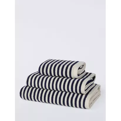 John Lewis Fine Stripe Towels Dark Indigo | H90 x W50cm