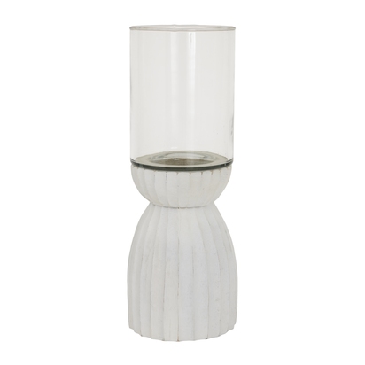 Large White Carved Hurricane Lantern