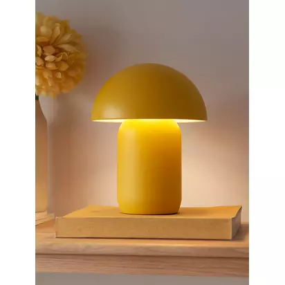 John Lewis Mushroom Rechargeable Portable Dimmable Table Lamp New Yellow | H25.50 x W20 x D20cm