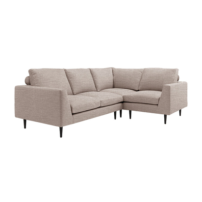 Jake Modern Corner Sofa - Vintage Linen Bone - Oak Stain Legs