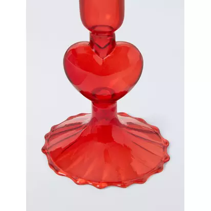 John Lewis Archive Glass Dinner Candle Holder, Red Red | H11.20 x W8 x D8cm