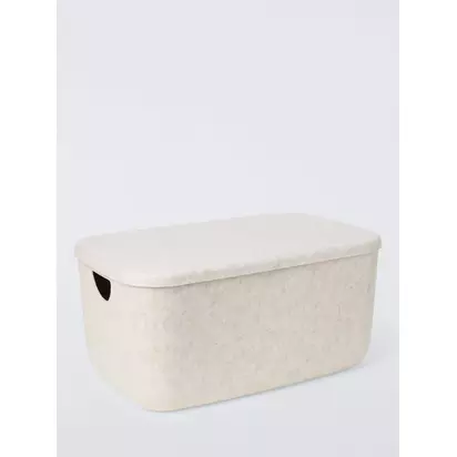 John Lewis Lidded Felt Storage Box, Ecru Ecru | H25 x W32 x D51cm