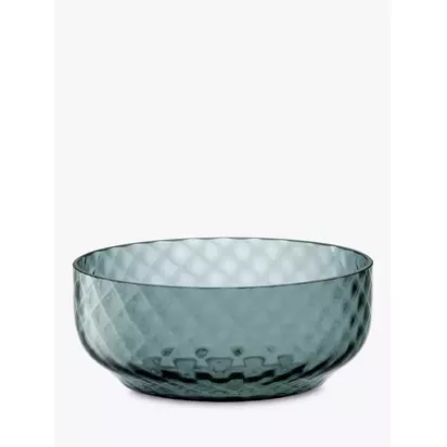 LSA International Dapple Low Glass Serving Bowl, 22.4cm Blue | H9.1 x Dia.22.4cm