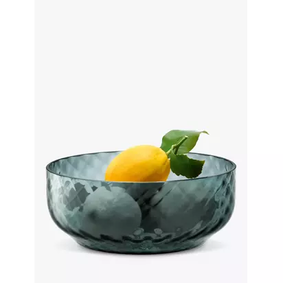 LSA International Dapple Low Glass Serving Bowl, 22.4cm Blue | H9.1 x Dia.22.4cm