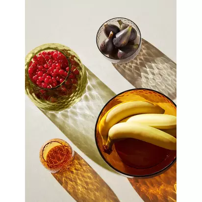 LSA International Dapple Low Glass Serving Bowl, 22.4cm Blue | H9.1 x Dia.22.4cm