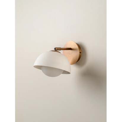 Porsa - 1 light aged brass and warm white porcelain wall light