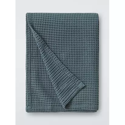 John Lewis Washed Waffle Bedspread Loch Blue | 250 x 260cm