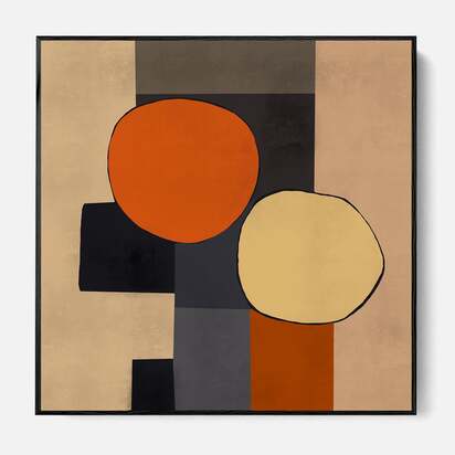 Mid Century Abstract Framed Canvas 100 x 100 cm Black