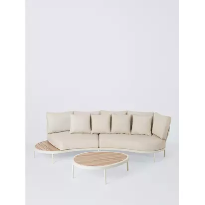 John Lewis Lozenge 4-Seater Modular Curved Garden Sofa & Coffee Table Set, Cream | H61.3 x W258.1 x D109.3cm