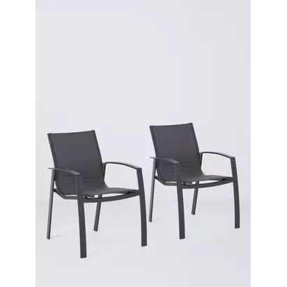 John Lewis Tampa Garden Dining Chair, Set of 2, Grey | H86 x W60.80 x D60cm