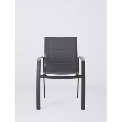 John Lewis Tampa Garden Dining Chair, Set of 2, Grey | H86 x W60.80 x D60cm