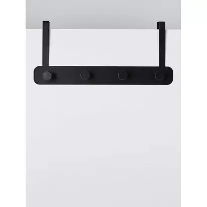 John Lewis Over The Door 4 Hook Hanging Rack Black | H 21.00 X W 46.00 X D 8.60 cm