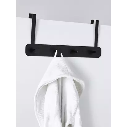 John Lewis Over The Door 4 Hook Hanging Rack Black | H 21.00 X W 46.00 X D 8.60 cm